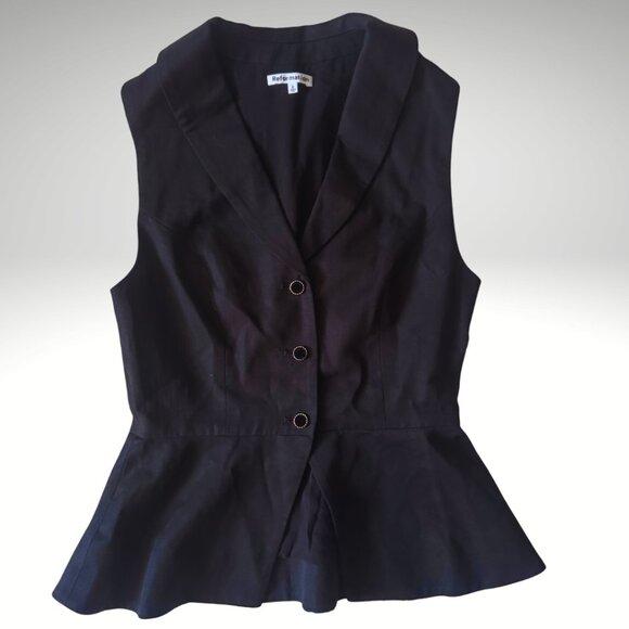 Reformation Jackets & Blazers - Reformation Black Oakley Peplum Vest with Velvet Buttons – Size 2